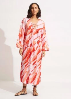 Poolside Maxi Cover Up - Chintz Pink -Fashion Swimwear Store 54724 CU ChintzPin 2