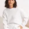 Waffle Sweat Top - White -Fashion Swimwear Store 54725 TO White 1