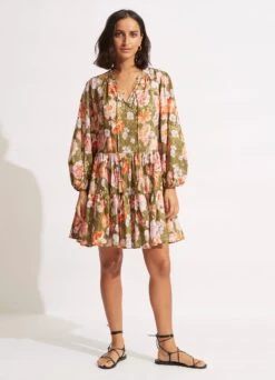 Paradise Garden Tiered Dress - Avocado -Fashion Swimwear Store 54731 DR Avocado 2