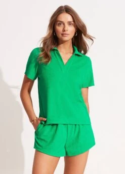 Terry Polo Top - Green