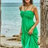 Terry Midi Dress - Green -Fashion Swimwear Store 54791 DR Green 1