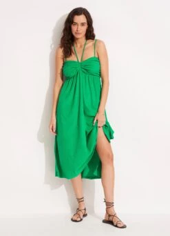Terry Midi Dress - Green -Fashion Swimwear Store 54791 DR Green 2