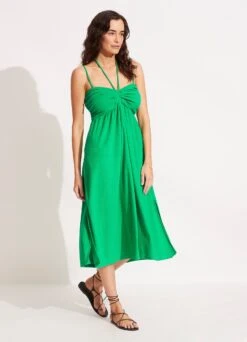 Terry Midi Dress - Green -Fashion Swimwear Store 54791 DR Green 4