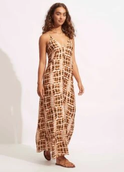 High Tide Silk Dress - Copper Tan -Fashion Swimwear Store 54806 DR Copper 20Tan 3