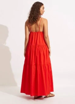Poplin Maxi Dress - Red -Fashion Swimwear Store 54817 DR Red 4