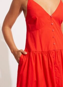 Poplin Maxi Dress - Red -Fashion Swimwear Store 54817 DR Red 5