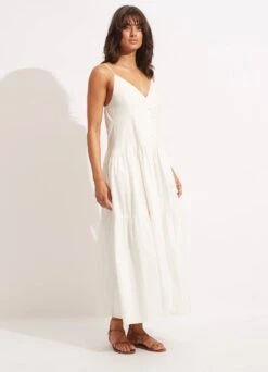 Poplin Maxi Dress - White -Fashion Swimwear Store 54817 DR White 3
