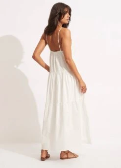 Poplin Maxi Dress - White -Fashion Swimwear Store 54817 DR White 4