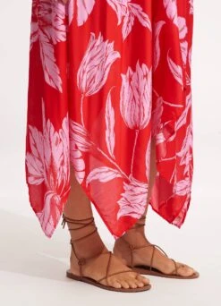 Fleur De Bloom Scarf Dress - Chilli -Fashion Swimwear Store 54841 DR Chilli 5