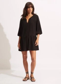 Fallow Textured Cotton Cover Up - Black