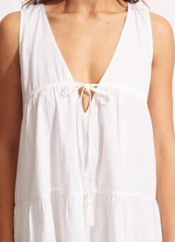 Sunbreak Poplin Dress - White -Fashion Swimwear Store 54877 DR White 6