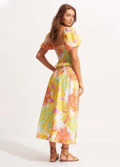 Palm Springs Shirring Skirt - Lime Light -Fashion Swimwear Store 54887 SK Limelight 6