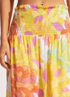 Palm Springs Shirring Skirt - Lime Light -Fashion Swimwear Store 54887 SK Limelight 7