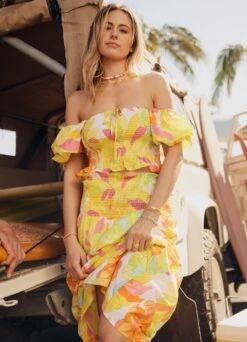 Palm Springs Shirring Top - Lime Light