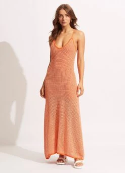 Sunray Knit Dress - Mandarin