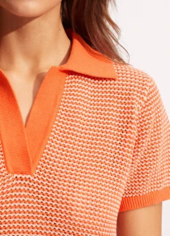 Sunray Knit Polo Top - Mandarin -Fashion Swimwear Store 54911 KN Mandarin 7