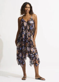 Silk Road Scarf Dress - Black