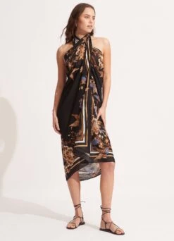 Silk Road Sarong - Black -Fashion Swimwear Store 54933 SG Black 7