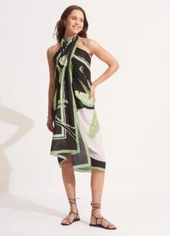 Palm Paradise Pareo - Black -Fashion Swimwear Store 54946 SG Black 7