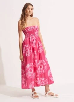Tie Dye Maxi Skirt/Dress - Rose Pink -Fashion Swimwear Store 55025 SK RosePink 2