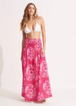 Tie Dye Maxi Skirt/Dress - Rose Pink -Fashion Swimwear Store 55025 SK RosePink 3