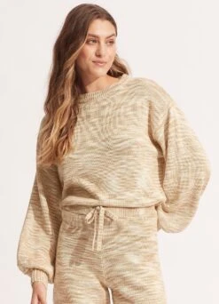 Marl Knit Jumper - Sand -Fashion Swimwear Store 55038 KN Sand 4