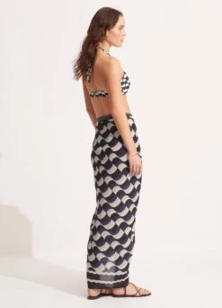 Modern Take Sarong - Black -Fashion Swimwear Store 55047 SG Black 5