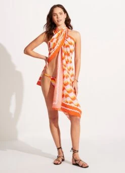 Modern Take Sarong - Mandarin -Fashion Swimwear Store 55047 SG Mandarin 8