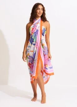 Under The Sea Sarong - White -Fashion Swimwear Store 55051 SG White 7