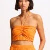 Crinkle Crop Top - Mandarin -Fashion Swimwear Store 55065 TO Mandarin 3