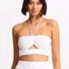 Crinkle Crop Top - White -Fashion Swimwear Store 55065 TO White 3