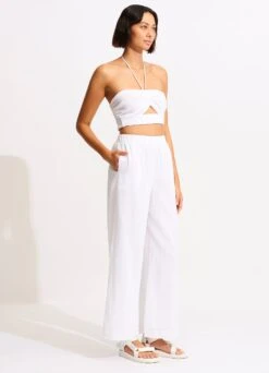 Crinkle Crop Top - White -Fashion Swimwear Store 55065 TO White 5