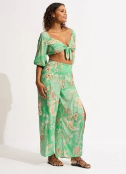 Eden Shirring Pant - Mint -Fashion Swimwear Store 55083 PA Mint 5