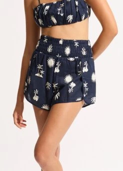 La Palma Shirring Short - True Navy -Fashion Swimwear Store 55105 SH True 20Navy 4