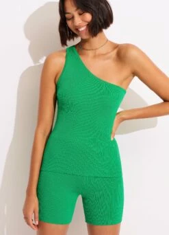 Sea Skin Rib One Shoulder Top - Green 13 Sea Skin Rib One Shoulder Top - Green -Fashion Swimwear Store 55108 KN Green 8