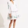 Eden Embroidery Tier Midi Dress - White