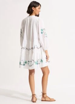 Eden Embroidery Tier Midi Dress - White -Fashion Swimwear Store 55114 DR White 5