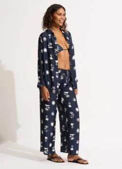 La Palma Silk Shirt - True Navy 8 La Palma Silk Shirt - True Navy -Fashion Swimwear Store 55131 TO True 20Navy 5