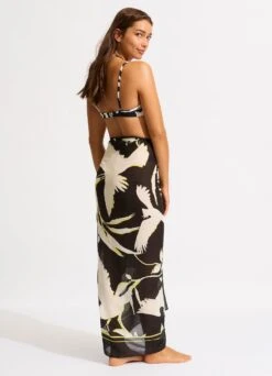 Birds Of Paradise Sarong - Black -Fashion Swimwear Store 55164 SG Black 5