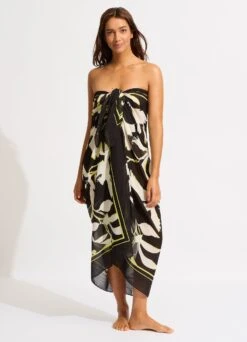 Birds Of Paradise Sarong - Black -Fashion Swimwear Store 55164 SG Black 8