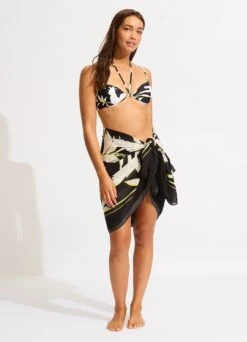 Birds Of Paradise Sarong - Black -Fashion Swimwear Store 55164 SG Black 9