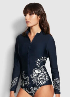 Folklore Long Sleeve Sunvest - True Navy -Fashion Swimwear Store 60203 933 True 20Navy 4