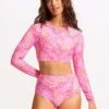 Sea Skin Long Sleeve Crop Rashie - Fuchsia Rose -Fashion Swimwear Store 60282 064 FuchsiaRos 3