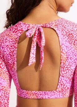Sea Skin Long Sleeve Crop Rashie - Fuchsia Rose -Fashion Swimwear Store 60282 064 FuchsiaRos 7