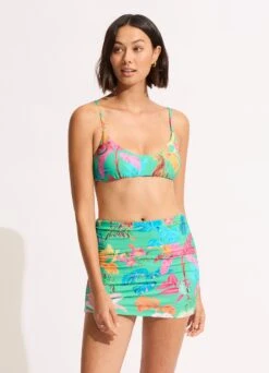 Tropica Ruched Side Pull-on Skirt - Jade -Fashion Swimwear Store 60283 067 Jade 4