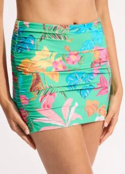 Tropica Ruched Side Pull-on Skirt - Jade -Fashion Swimwear Store 60283 067 Jade 7