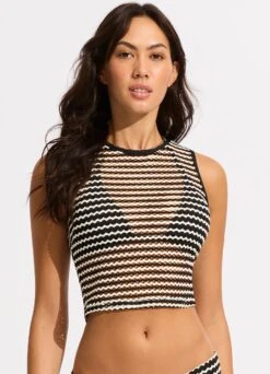 Mesh Effect Tank Top - Black -Fashion Swimwear Store 60286 102 Black 4