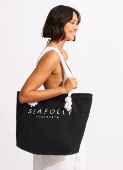 Ship Sail Tote Bag - Black