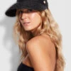 Raffia Visor - Black -Fashion Swimwear Store 71802 HT Black 1