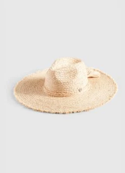 Raffia Fringe Tie Hat - Natural -Fashion Swimwear Store 71812 HT Natural 3